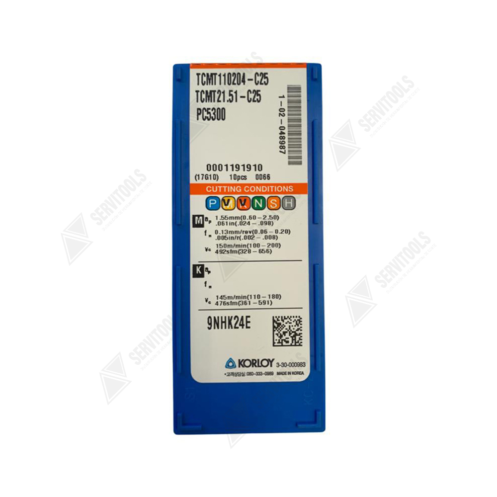 Inserto Korloy TCMT 110204 C25 PC5300 - Imagen 3