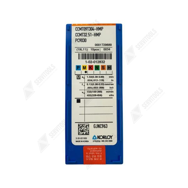 Inserto Korloy CCMT 09T304 HMP PC9030 - Imagen 3