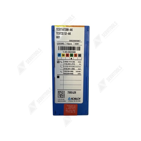 Inserto Korloy TCGT 16T308 AK H01 - Imagen 3